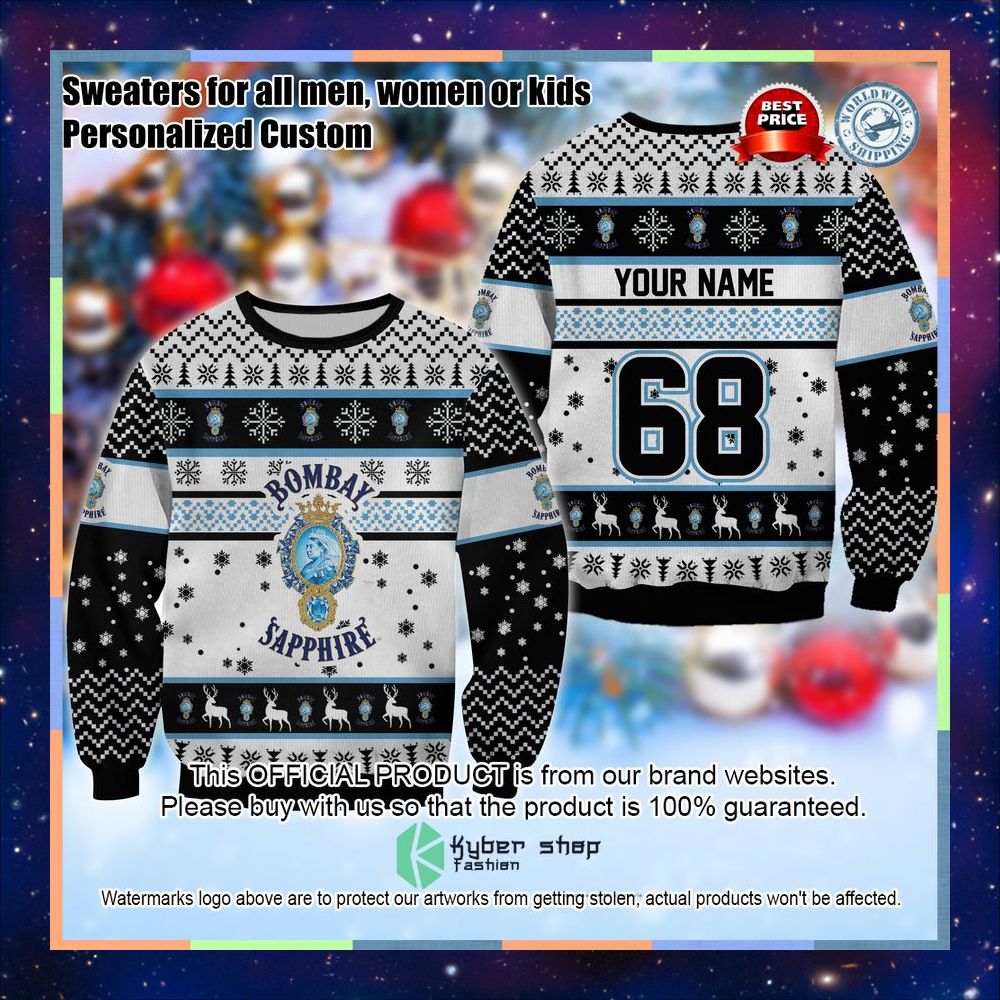 Personalized Bombay Sapphire Ugly Sweater 3 Personalized Bombay Sapphire Ugly Sweater word3