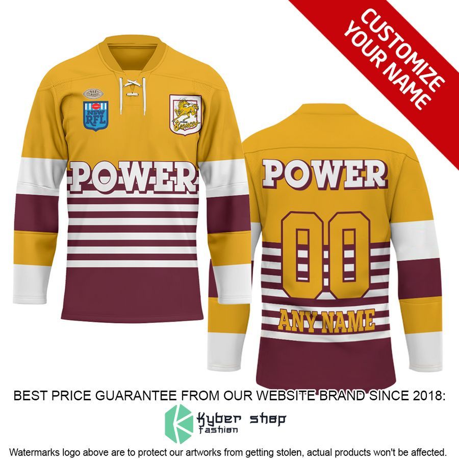 Personalized Brisbane Broncos Hockey Jersey word1