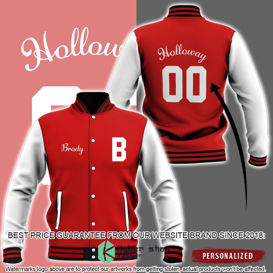 Personalized Brody red Baseball Jacket word2