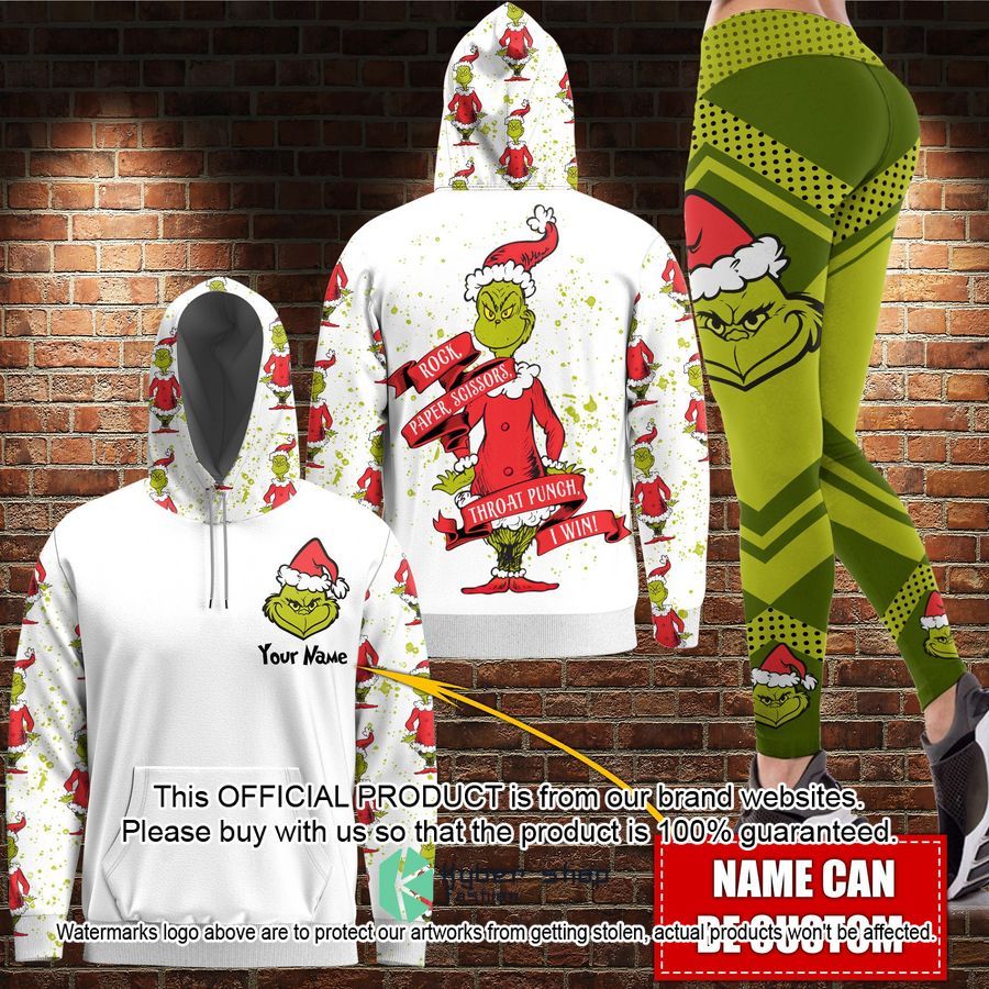Personalized Christmas Grinch Rock Paper Scissors Punch I Win Shirt, Hoodie