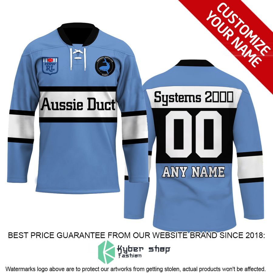 Personalized Cronulla Sutherland Sharks blue Hockey Jersey