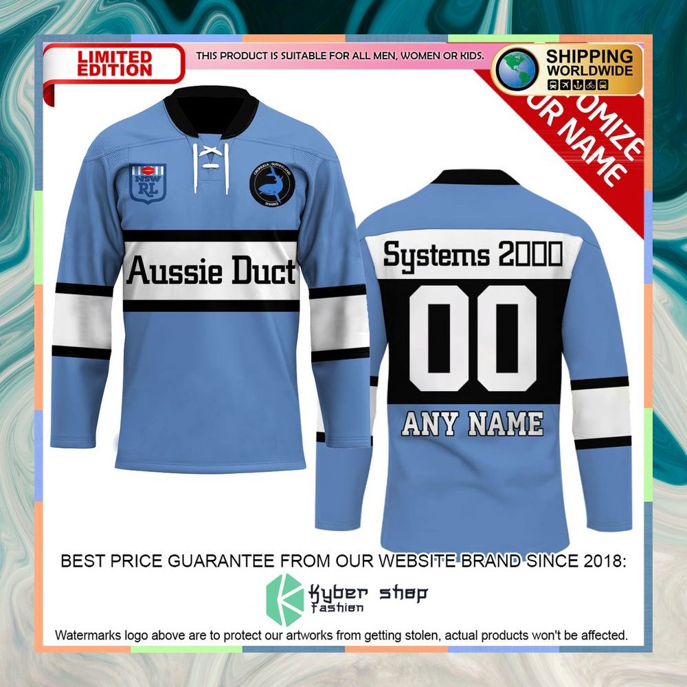 Personalized Cronulla Sutherland Sharks blue Hockey Jersey 5 Personalized Cronulla Sutherland Sharks blue Hockey Jersey word3