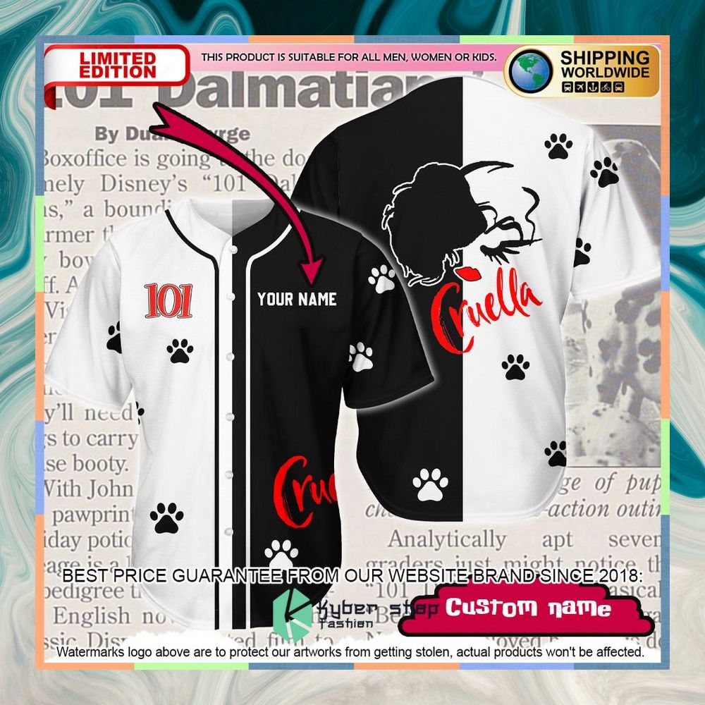 Personalized Cruella 101 Baseball Jersey 3 Personalized Cruella 101 Baseball Jersey word3