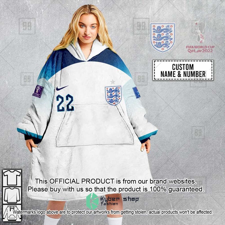 Personalized FIFA World Cup 2022 England Football Jersey 2022 Oodie Blanket Hoodie