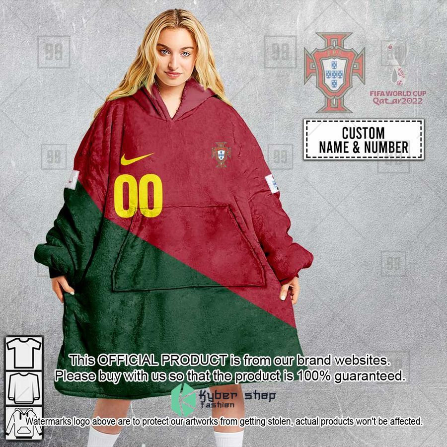 Personalized FIFA World Cup 2022 Portugal Football Jersey 2022 Oodie Blanket Hoodie word1