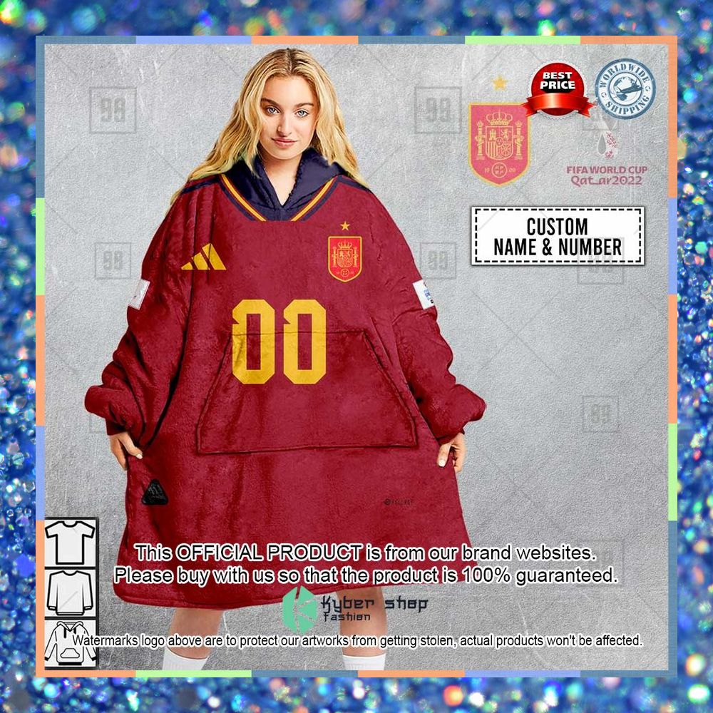 Personalized FIFA World Cup 2022 Spain Football Jersey 2022 Oodie Blanket Hoodie 6 Personalized FIFA World Cup 2022 Spain Football Jersey 2022 Oodie Blanket Hoodie word2