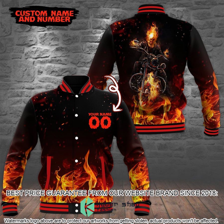 Personalized Fire Rider Baseball Jacket word2