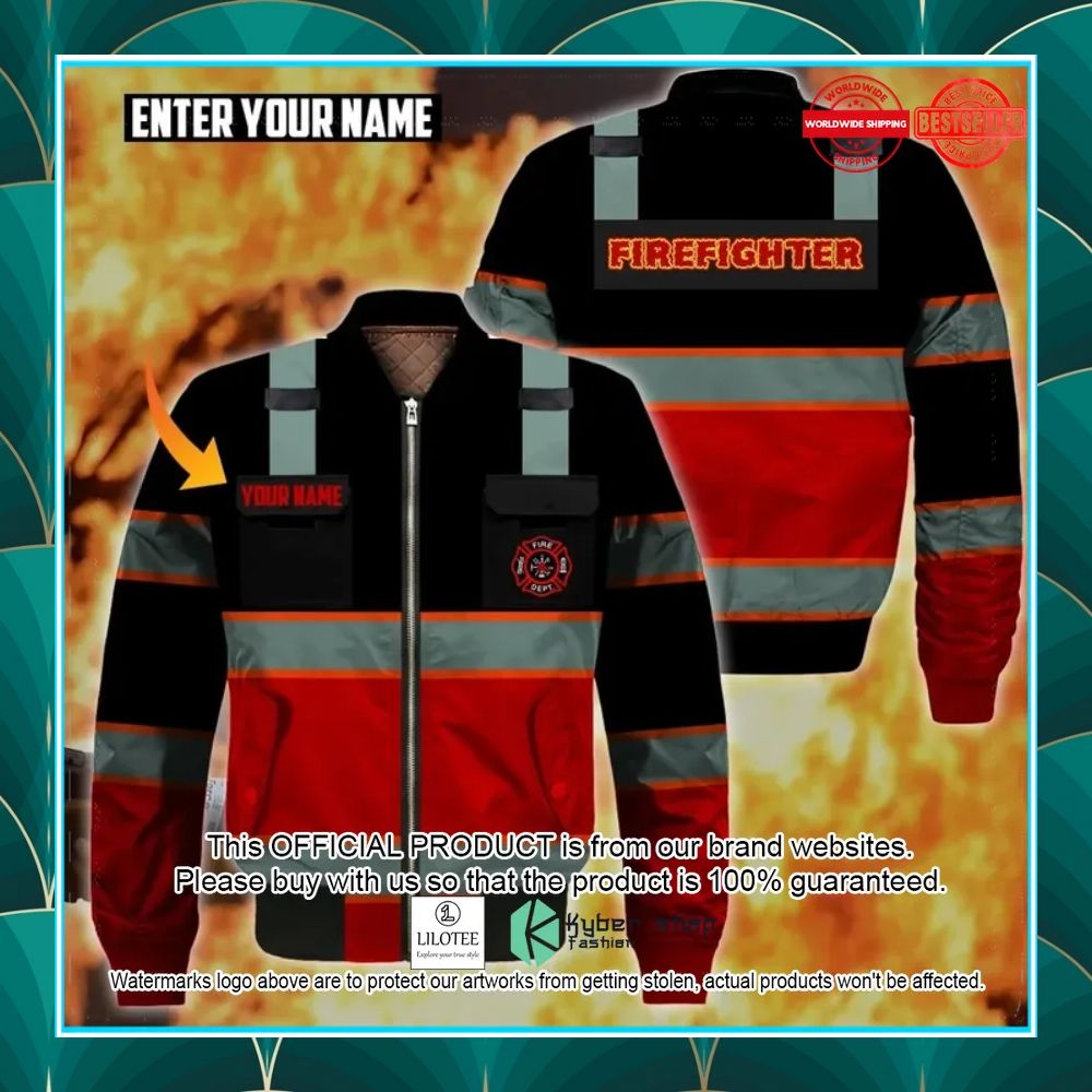 Personalized Firefighter Bomber Jacket word2