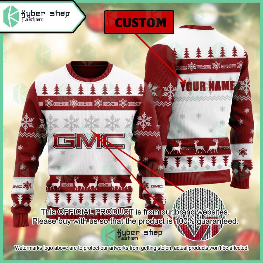 Personalized GMC Ugly Christmas Sweater word2