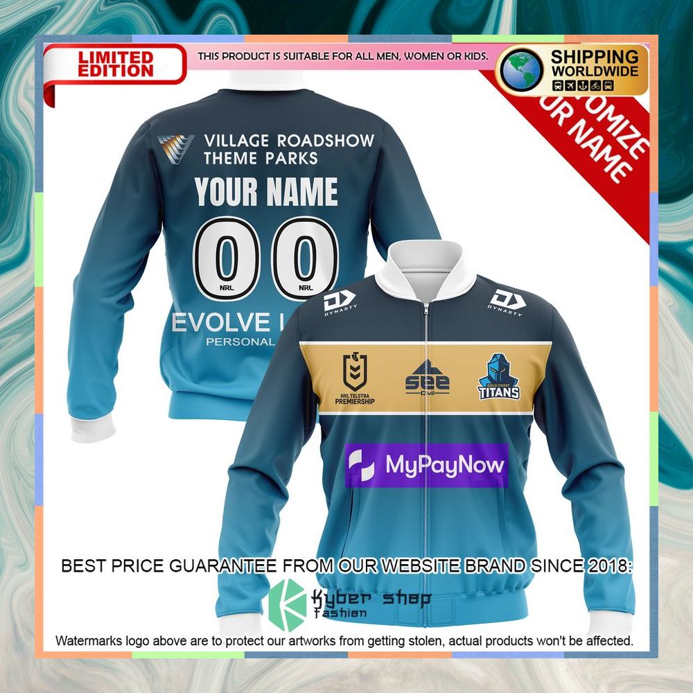 Personalized Gold Coast Titans Bomber Jacket 5 Personalized Gold Coast Titans Bomber Jacket word1