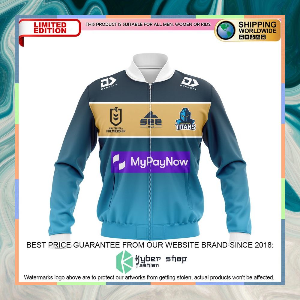 Personalized Gold Coast Titans Bomber Jacket 8 Personalized Gold Coast Titans Bomber Jacket word1