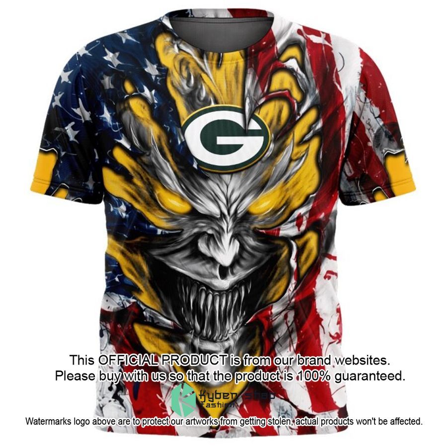 Personalized Green Bay Packers Demon Face American Flag Shirt, Hoodie 4 Personalized Green Bay Packers Demon Face American Flag Shirt, Hoodie word1