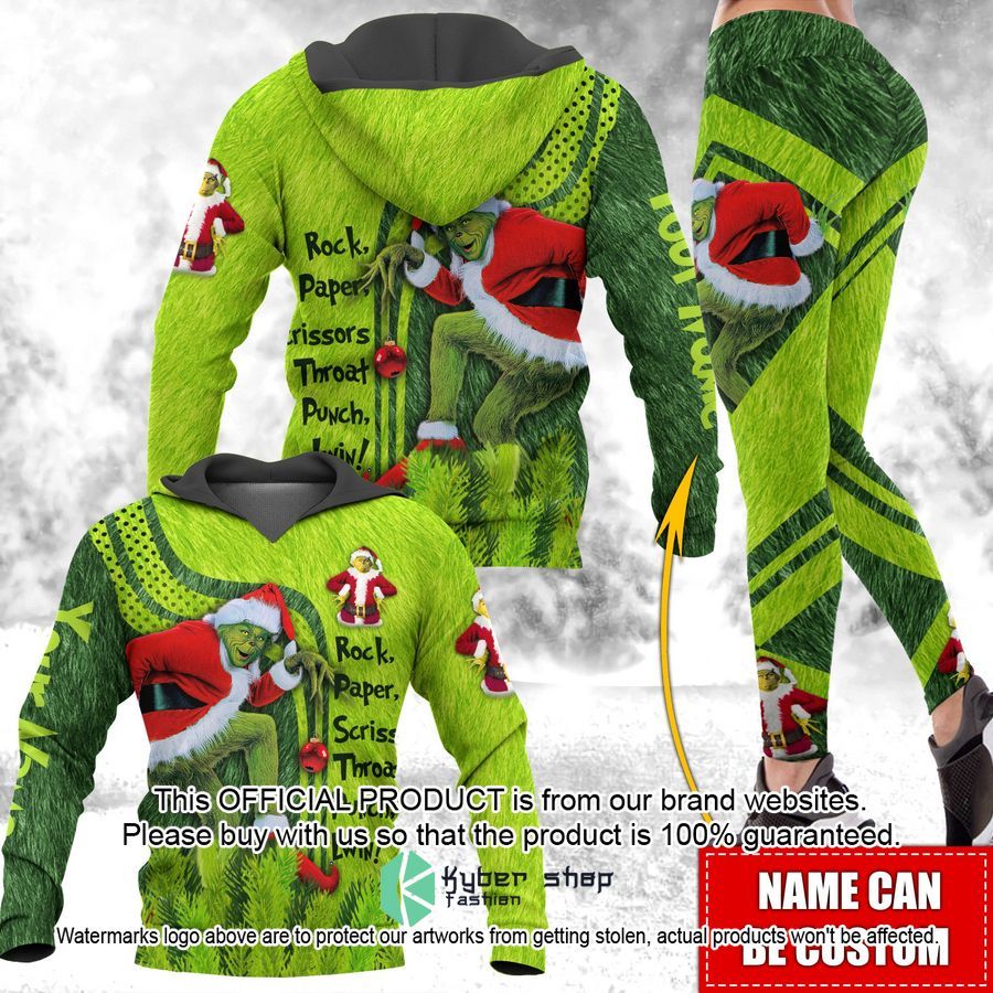 Personalized Grinch Christmas Rock Paper Scissors Punch I Win Shirt, Hoodie
