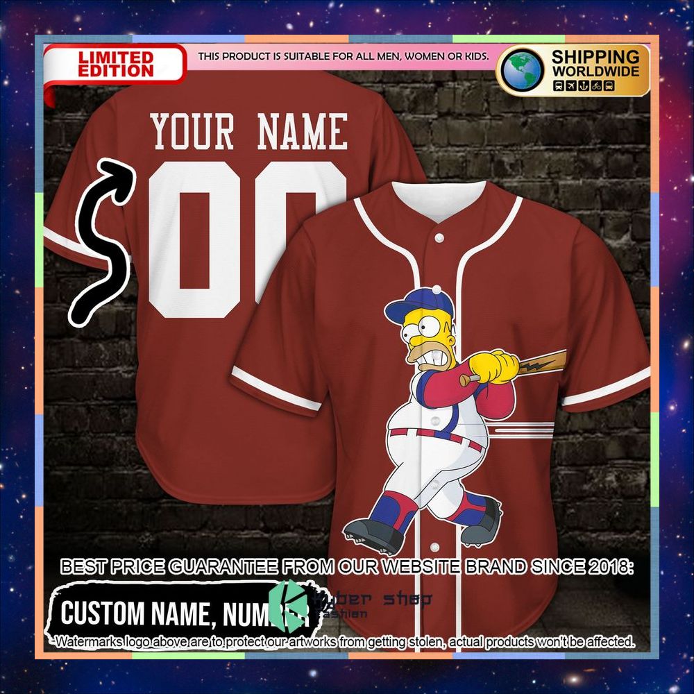 Personalized Homer Simpson Baseball Jersey 2 Personalized Homer Simpson Baseball Jersey word1