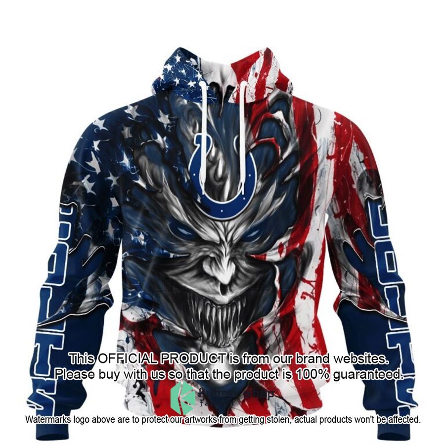 Personalized Indianapolis Colts Demon Face American Flag Shirt, Hoodie