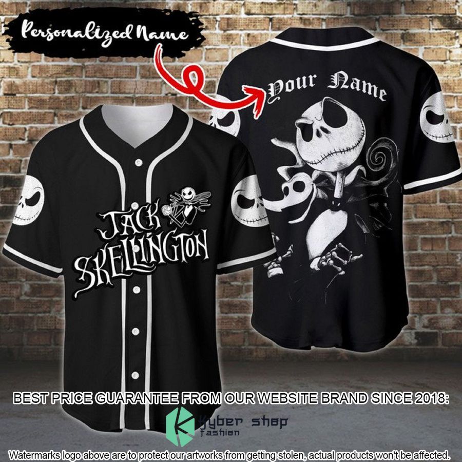 Personalized Jack Skellington black Baseball Jersey word1