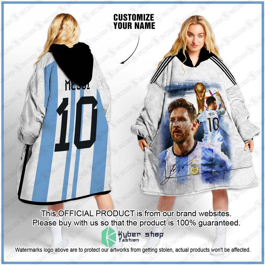 Personalized Lionel Messi Argentina World Cup 2022 Oodie Blanket Hoodie word1