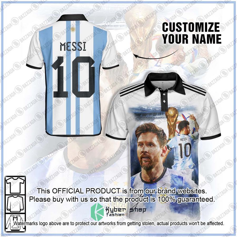 Personalized Lionel Messi Argentina World Cup 2022 Polo Shirt