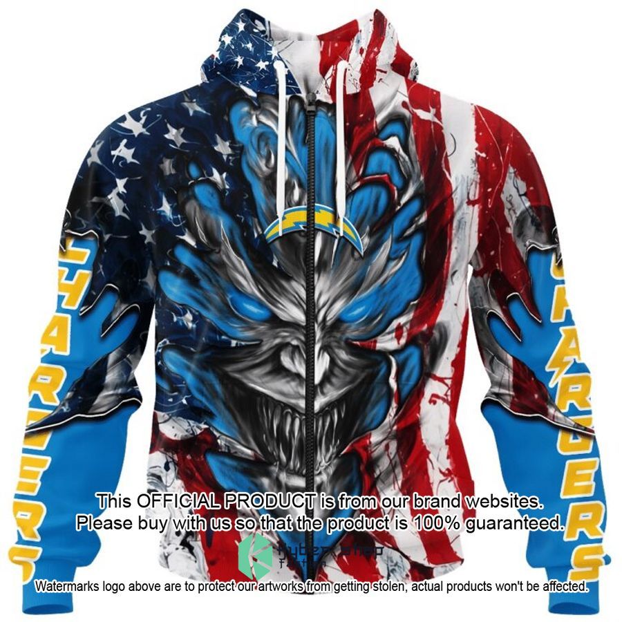 Personalized Los Angeles Chargers Demon Face American Flag Shirt, Hoodie 3 Personalized Los Angeles Chargers Demon Face American Flag Shirt, Hoodie word1