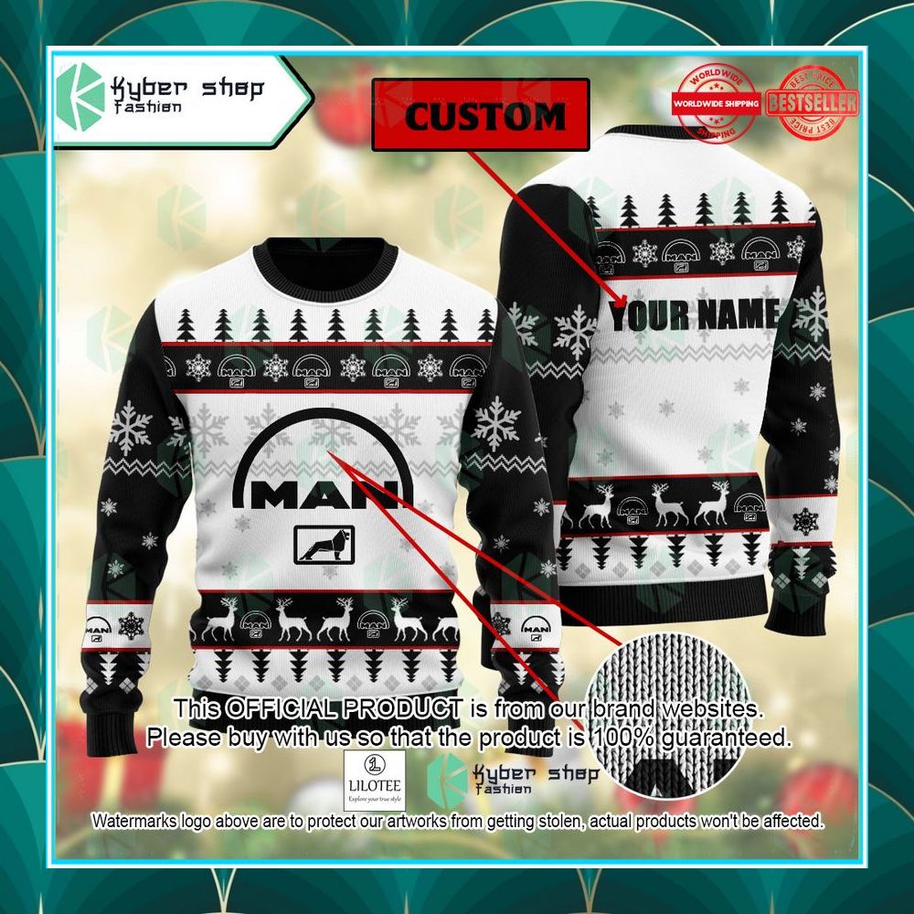 Personalized MAN Ugly Christmas Sweater word3