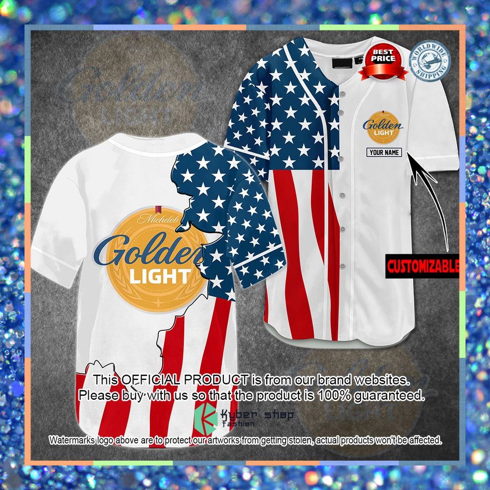 Personalized Michelob Golden Light Baseball Jersey 3 Personalized Michelob Golden Light Baseball Jersey word3