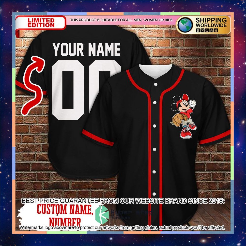 Personalized Mickey black Baseball Jersey 4 Personalized Mickey black Baseball Jersey word2