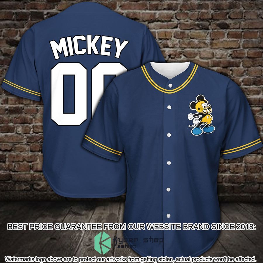 Personalized Mickey blue Baseball Jersey word3