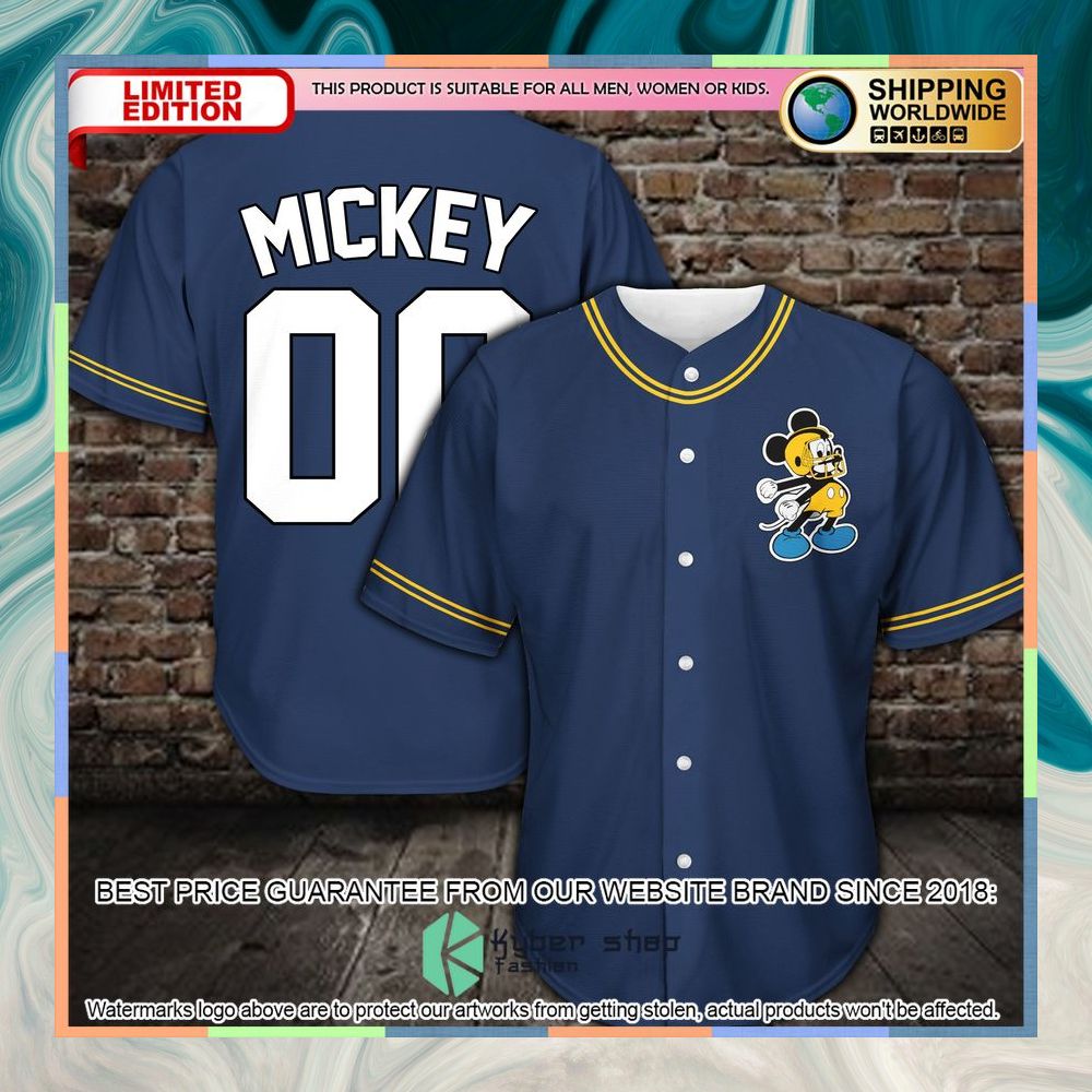 Personalized Mickey blue Baseball Jersey 3 Personalized Mickey blue Baseball Jersey word2