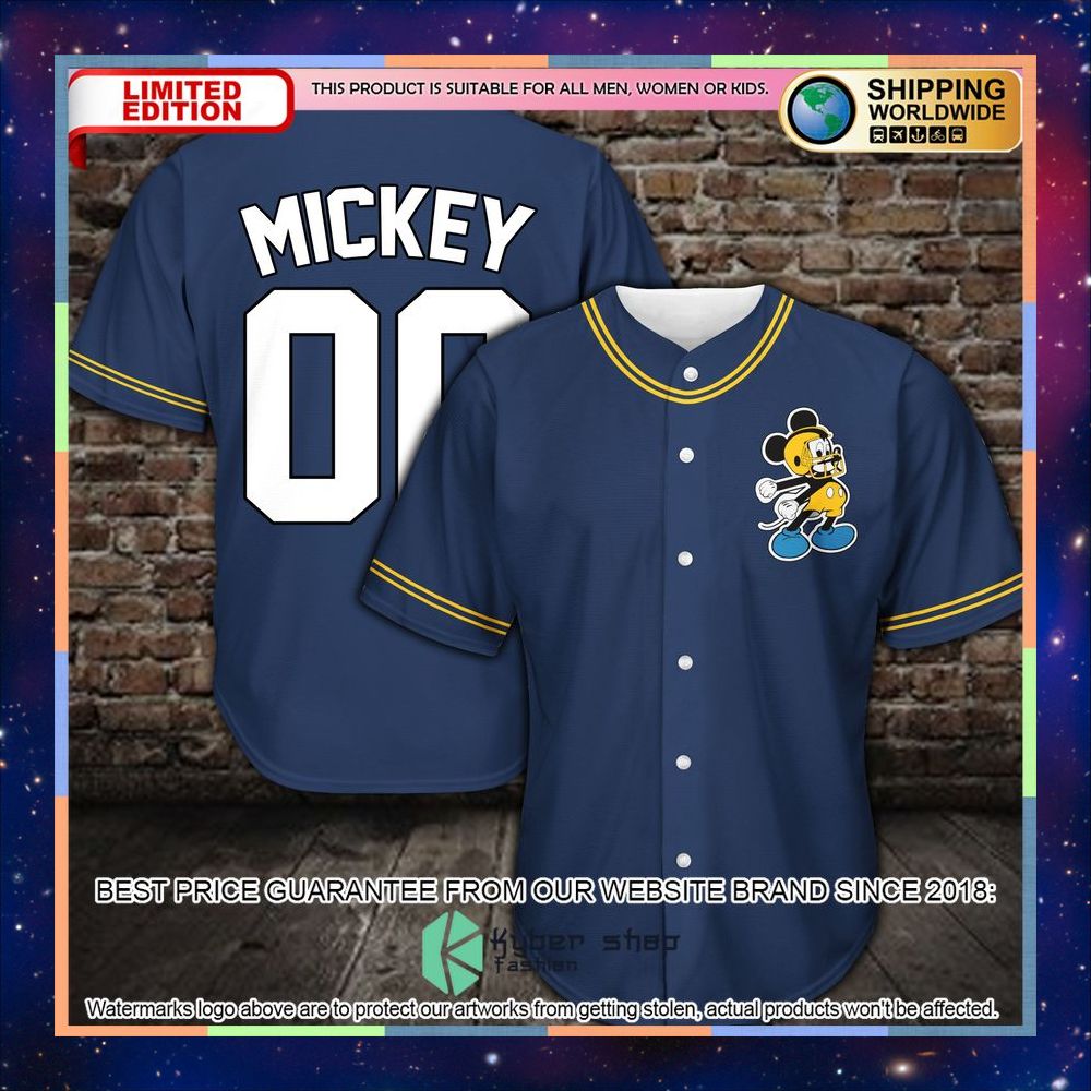 Personalized Mickey blue Baseball Jersey 2 Personalized Mickey blue Baseball Jersey word2