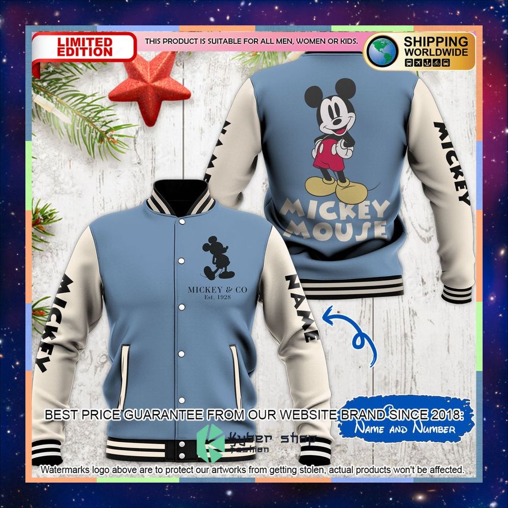 Personalized Mickey Mouse Baseball Jacket 2 Personalized Mickey Mouse Baseball Jacket word2