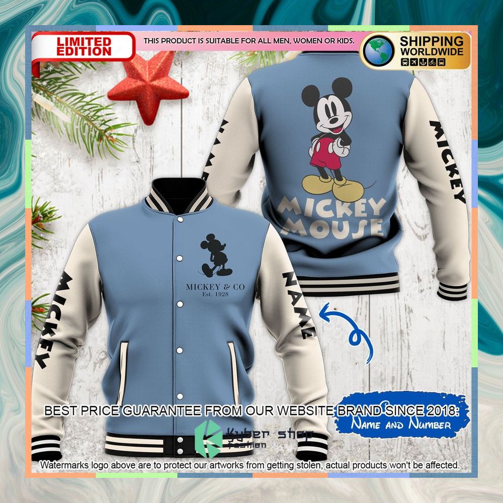 Personalized Mickey Mouse Baseball Jacket 3 Personalized Mickey Mouse Baseball Jacket word2