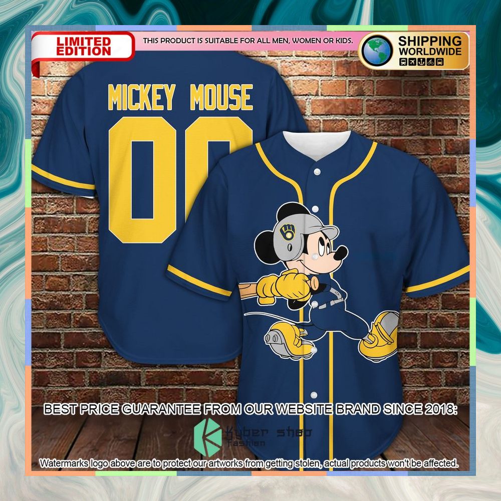 Personalized Mickey Mouse blue Baseball Jersey 3 Personalized Mickey Mouse blue Baseball Jersey word2