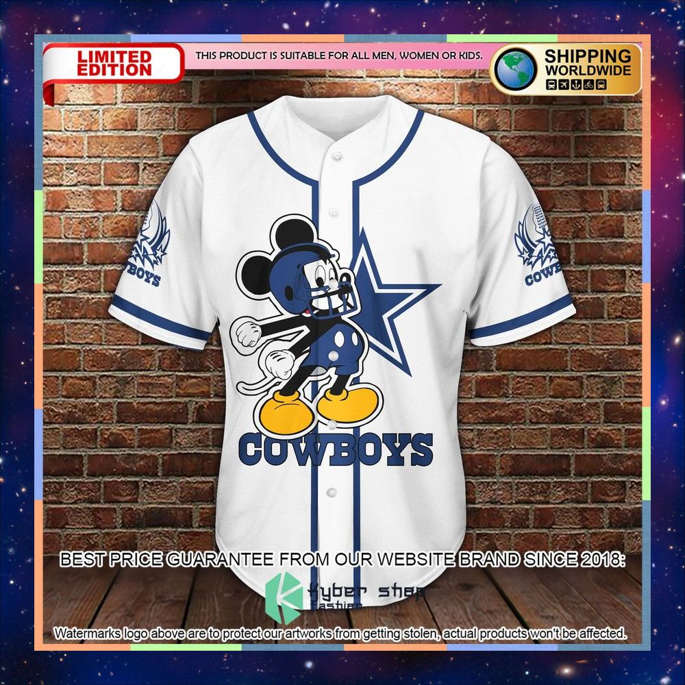 Personalized Mickey Mouse Dallas Cowboys white Baseball Jersey 5 Personalized Mickey Mouse Dallas Cowboys white Baseball Jersey word1