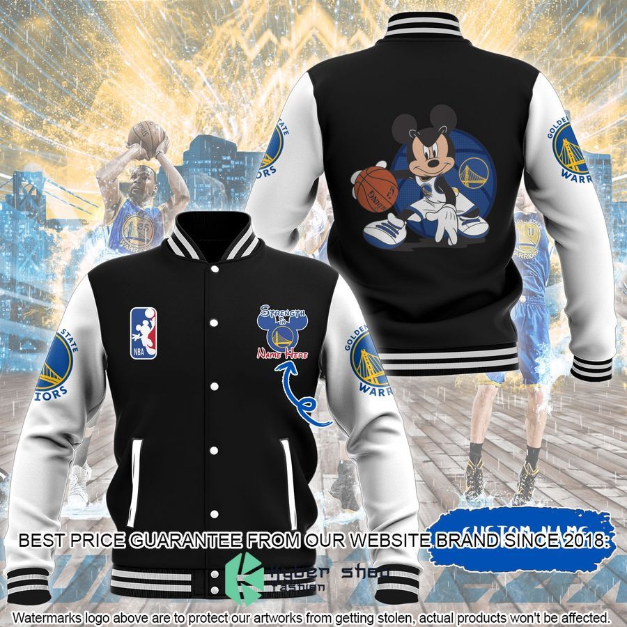 Personalized Mickey Mouse Golden State Warriors Baseball Jacket