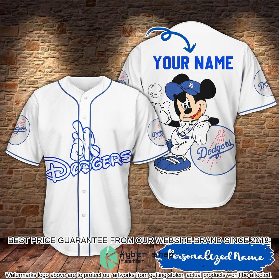 Personalized Mickey Mouse Los Angeles Dodgers Baseball Jersey word2