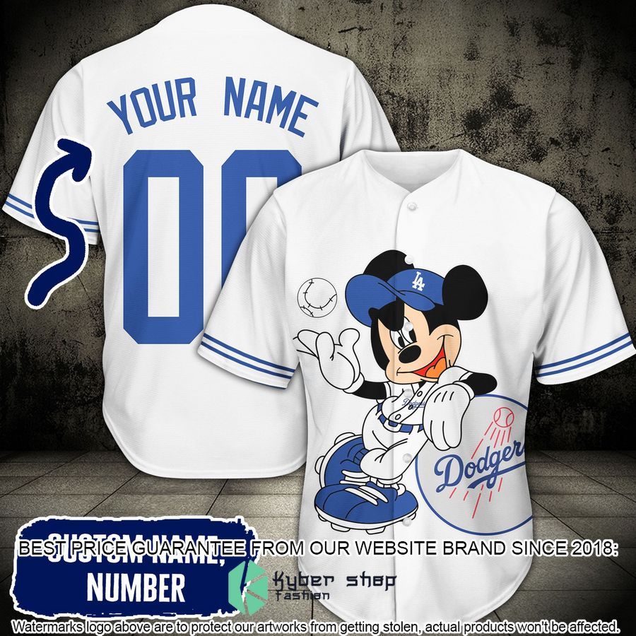 Personalized Mickey Mouse Los Angeles Dodgers white Baseball Jersey 18 Personalized Mickey Mouse Los Angeles Dodgers white Baseball Jersey word2