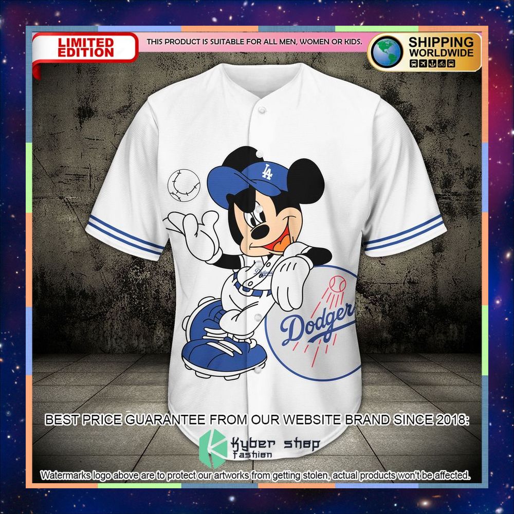Personalized Mickey Mouse Los Angeles Dodgers white Baseball Jersey 5 Personalized Mickey Mouse Los Angeles Dodgers white Baseball Jersey word3
