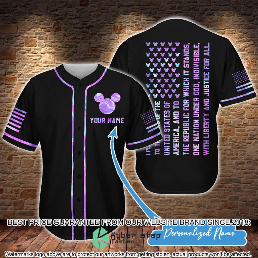 Personalized Mickey Mouse Pledge of Allegiance America Baseball Jersey word2