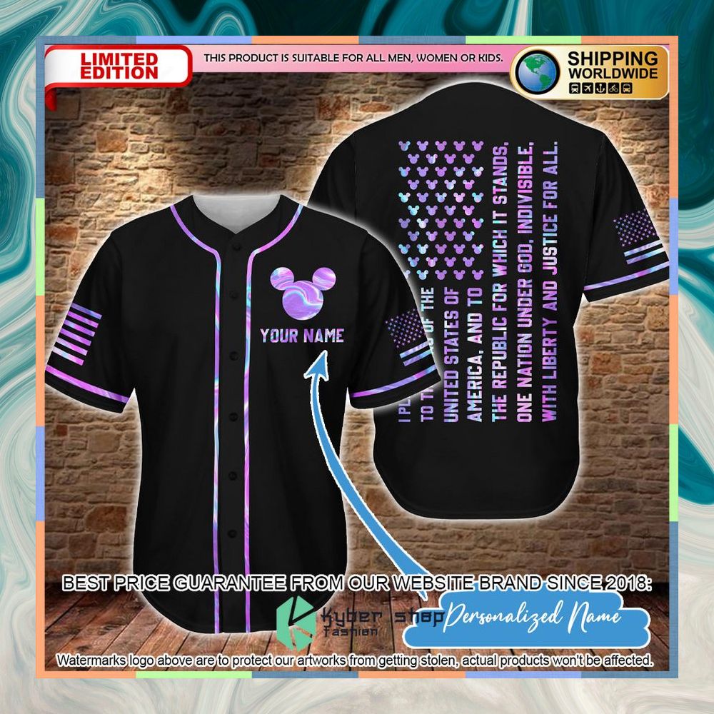 Personalized Mickey Mouse Pledge of Allegiance America Baseball Jersey 3 Personalized Mickey Mouse Pledge of Allegiance America Baseball Jersey word3
