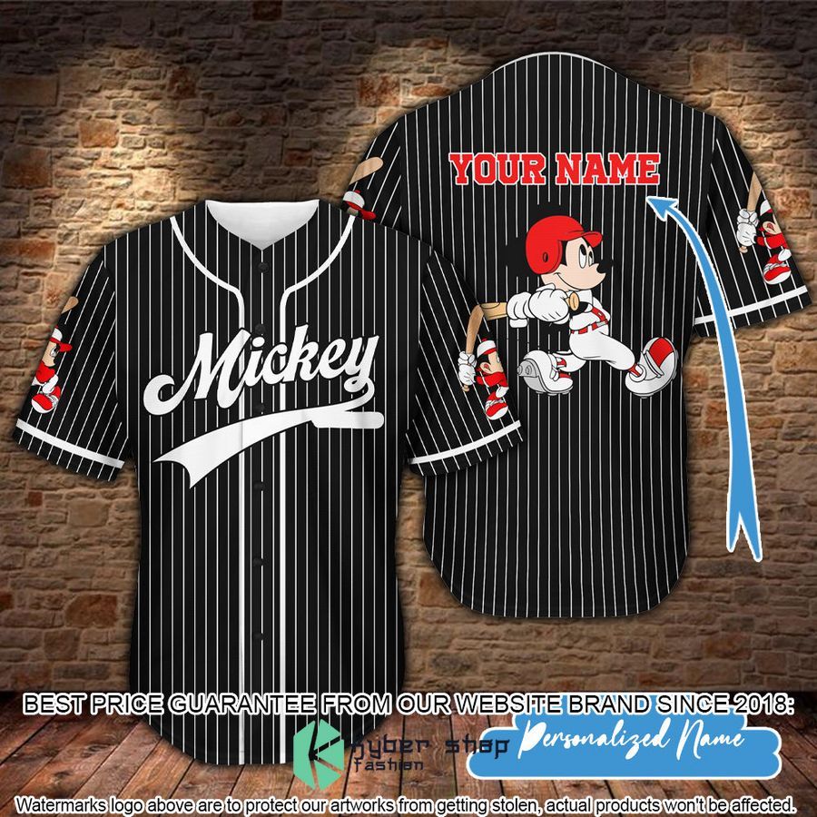 Personalized Mickey Mouse striped Baseball Jersey word2