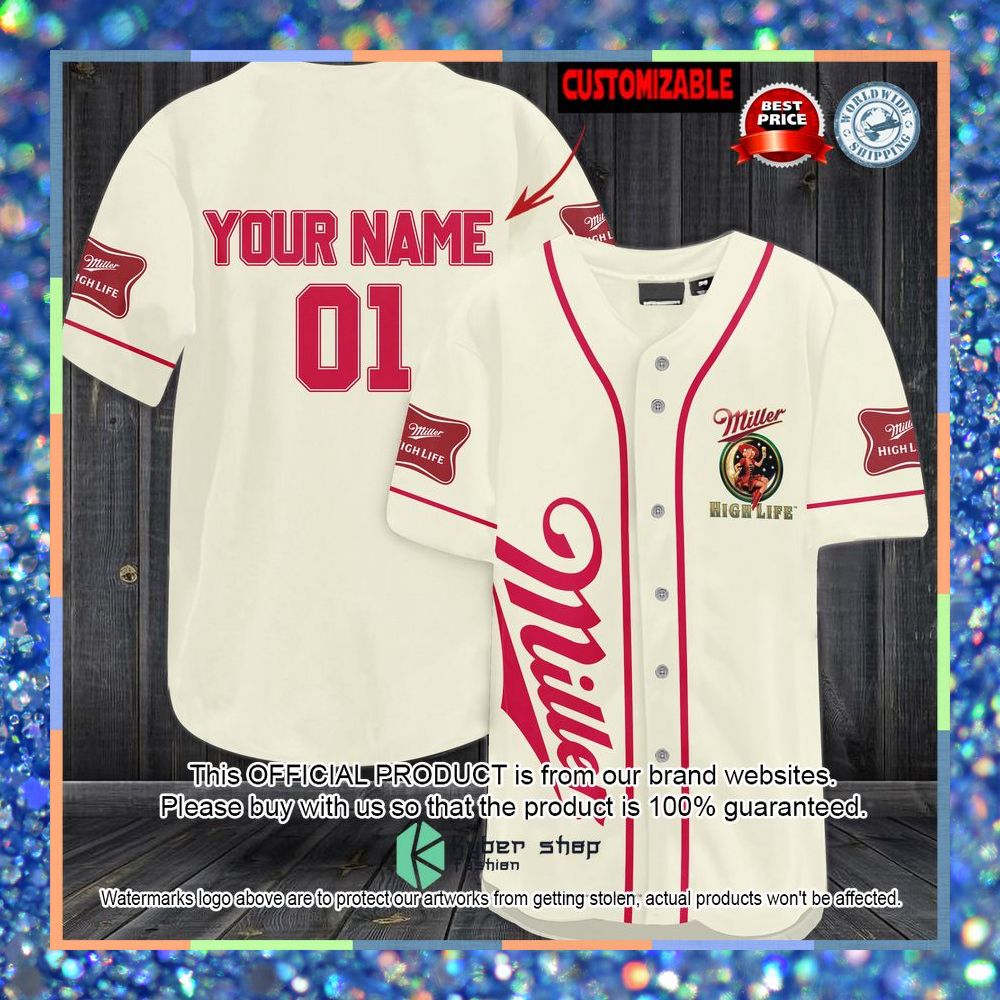 Personalized Miller Highlife Custom Baseball Jersey 3 Personalized Miller Highlife Custom Baseball Jersey word1