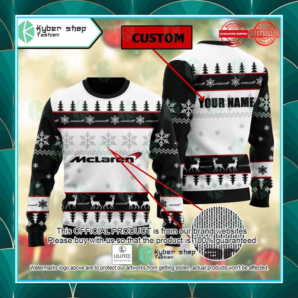 Personalized McLaren Ugly Christmas Sweater word2