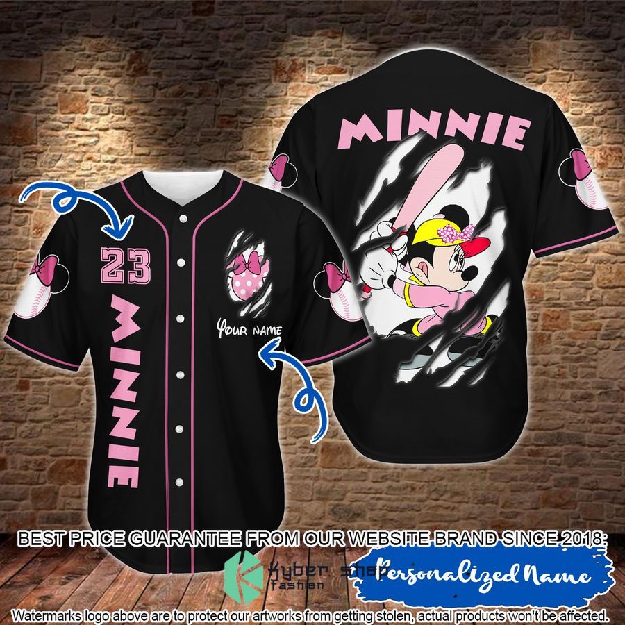 Personalized Minnie Mouse Baseball Jersey word2