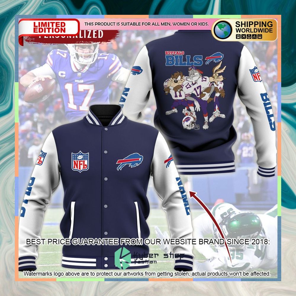 Personalized NFL Buffalo Bills Looney Tunes Baseball Jacket 3 Personalized NFL Buffalo Bills Looney Tunes Baseball Jacket word1