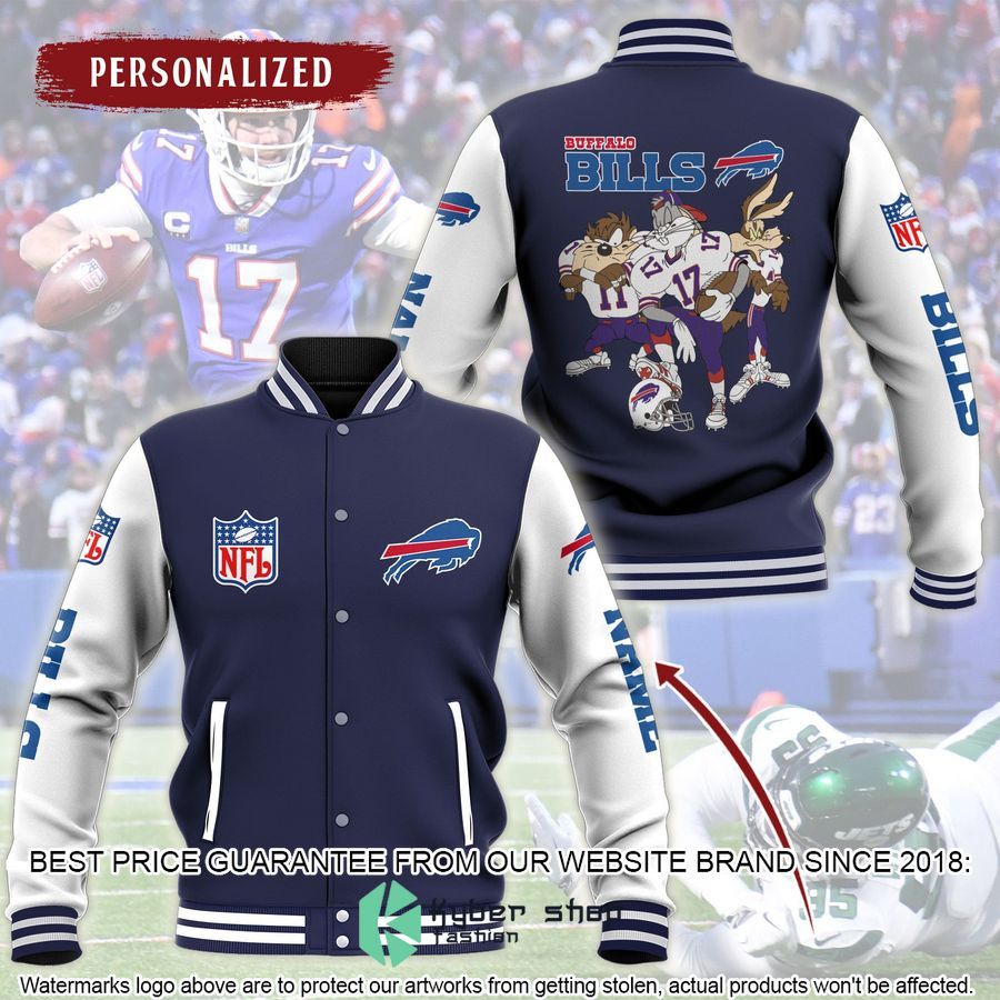 Personalized NFL Buffalo Bills Looney Tunes Baseball Jacket word3