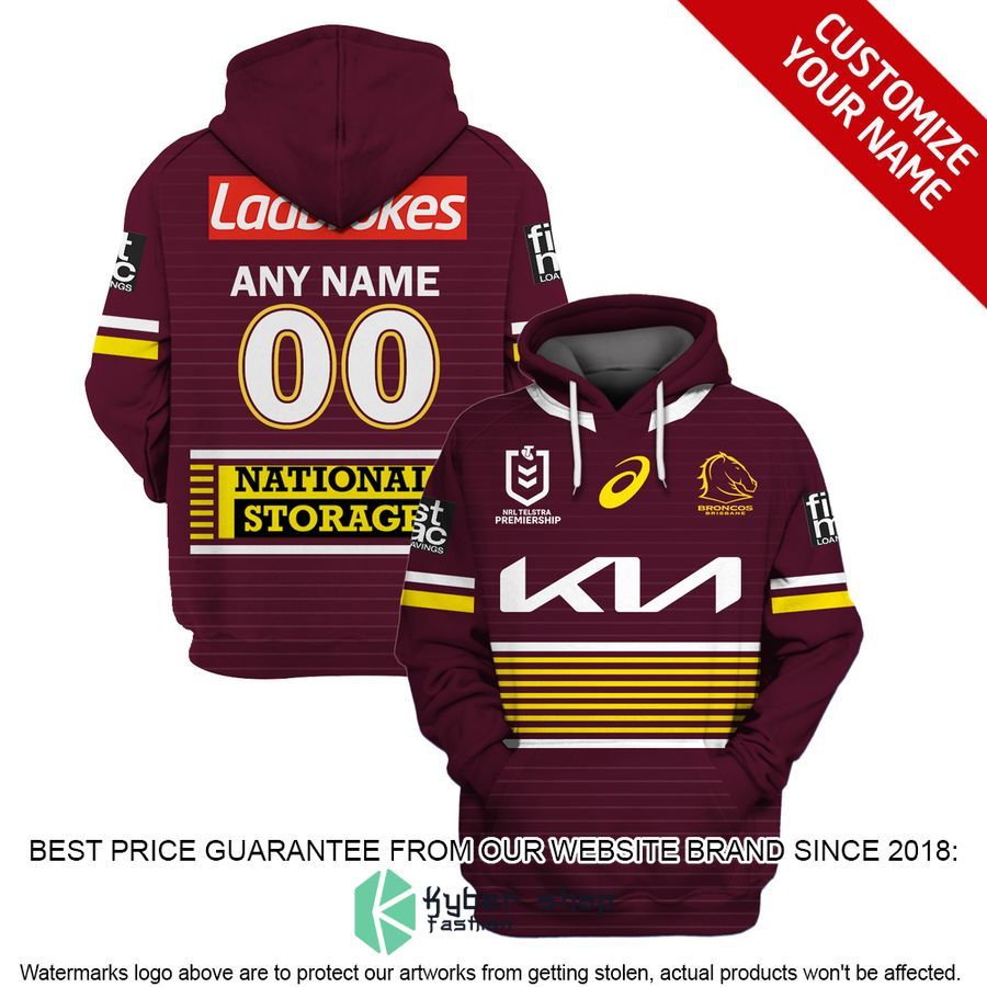 Personalized NRL Brisbane Broncos striped Shirt, Hoodie