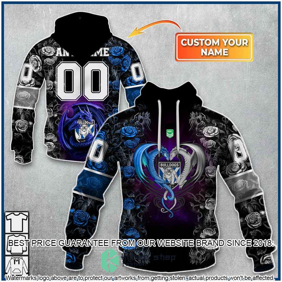 Personalized NRL Canterbury-Bankstown Bulldogs Rose Dragon Shirt, Hoodie