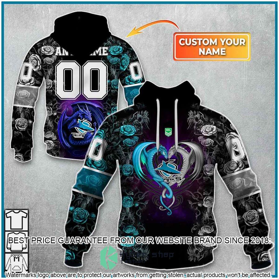 Personalized NRL Cronulla-Sutherland Sharks Rose Dragon Shirt, Hoodie