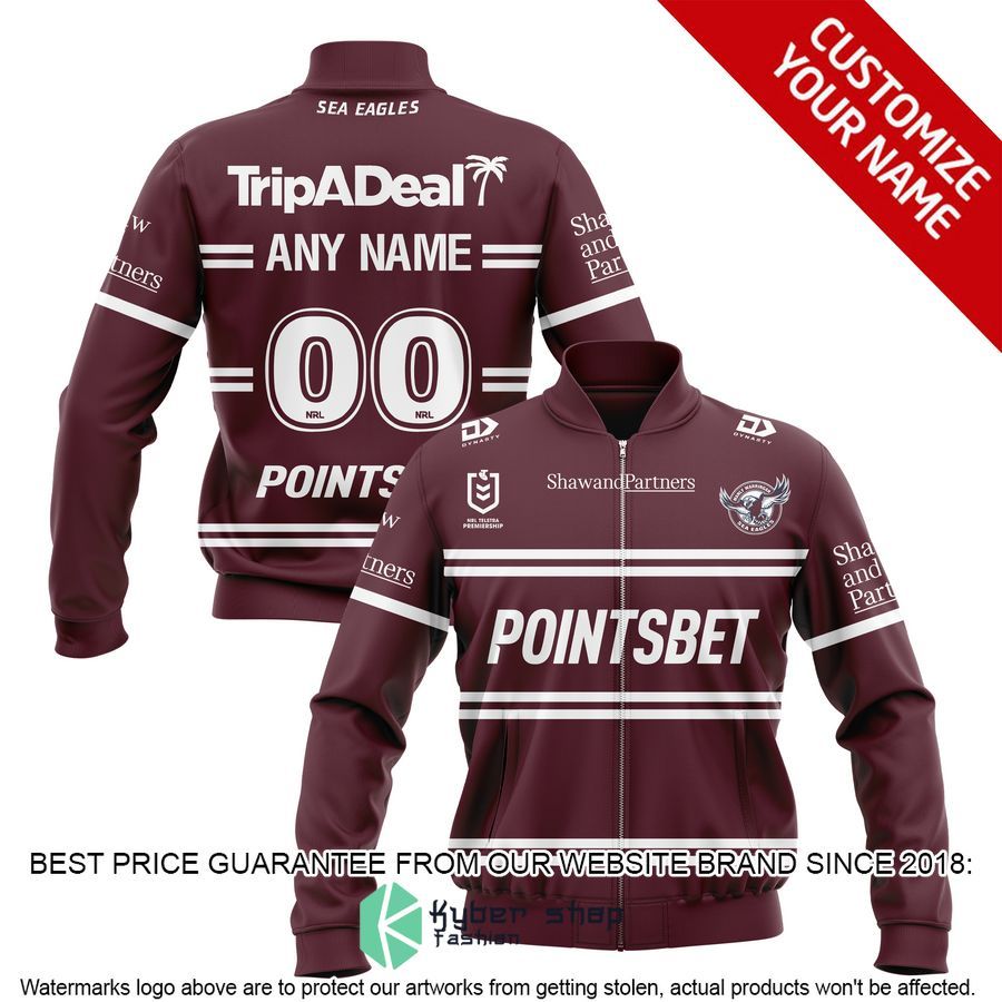Personalized NRL Manly Warringah Sea Eagles Bomber Jacket word3