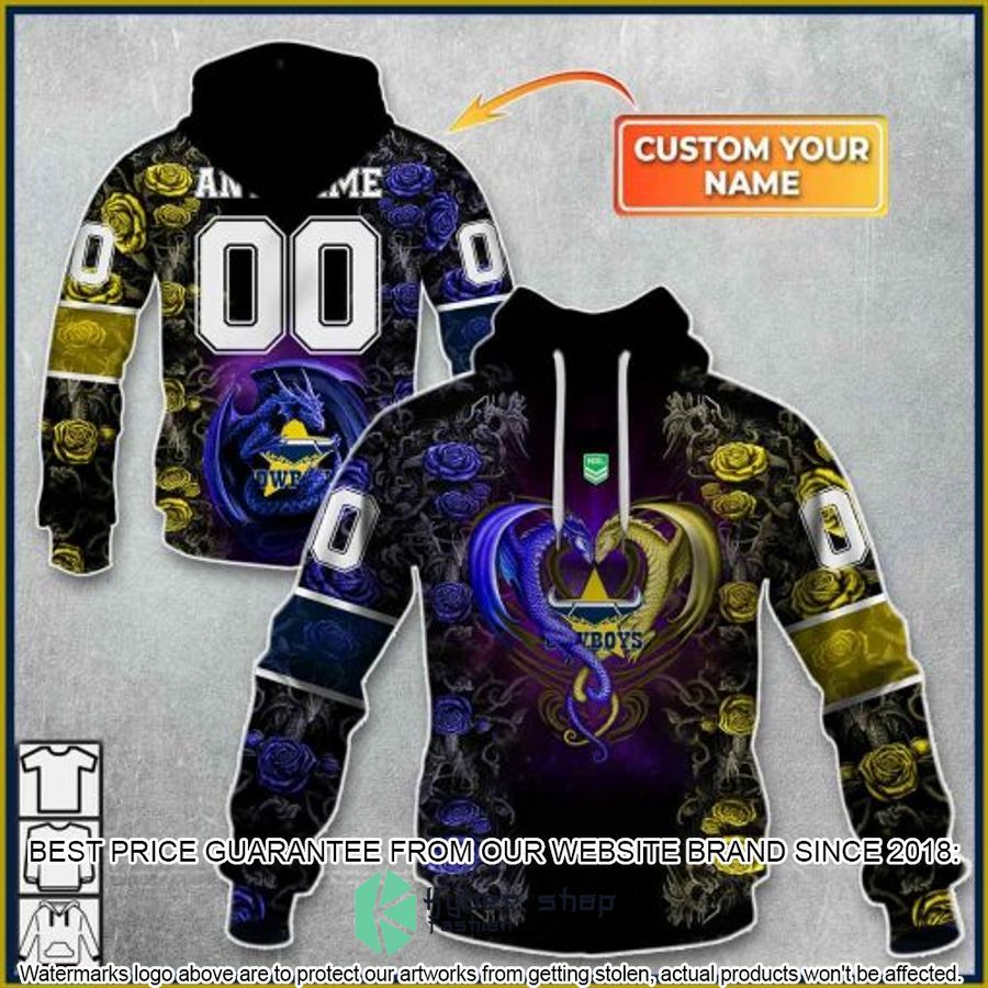 Personalized NRL North Queensland Cowboys Rose Dragon Shirt, Hoodie